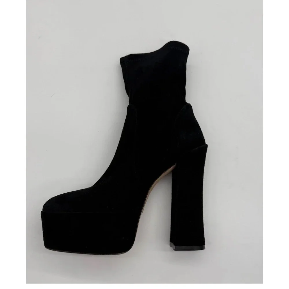 New! Stuart Weitzman Skyhigh 145 Stuart Platform Boot Black Suede‎ Sz 8.5 $550